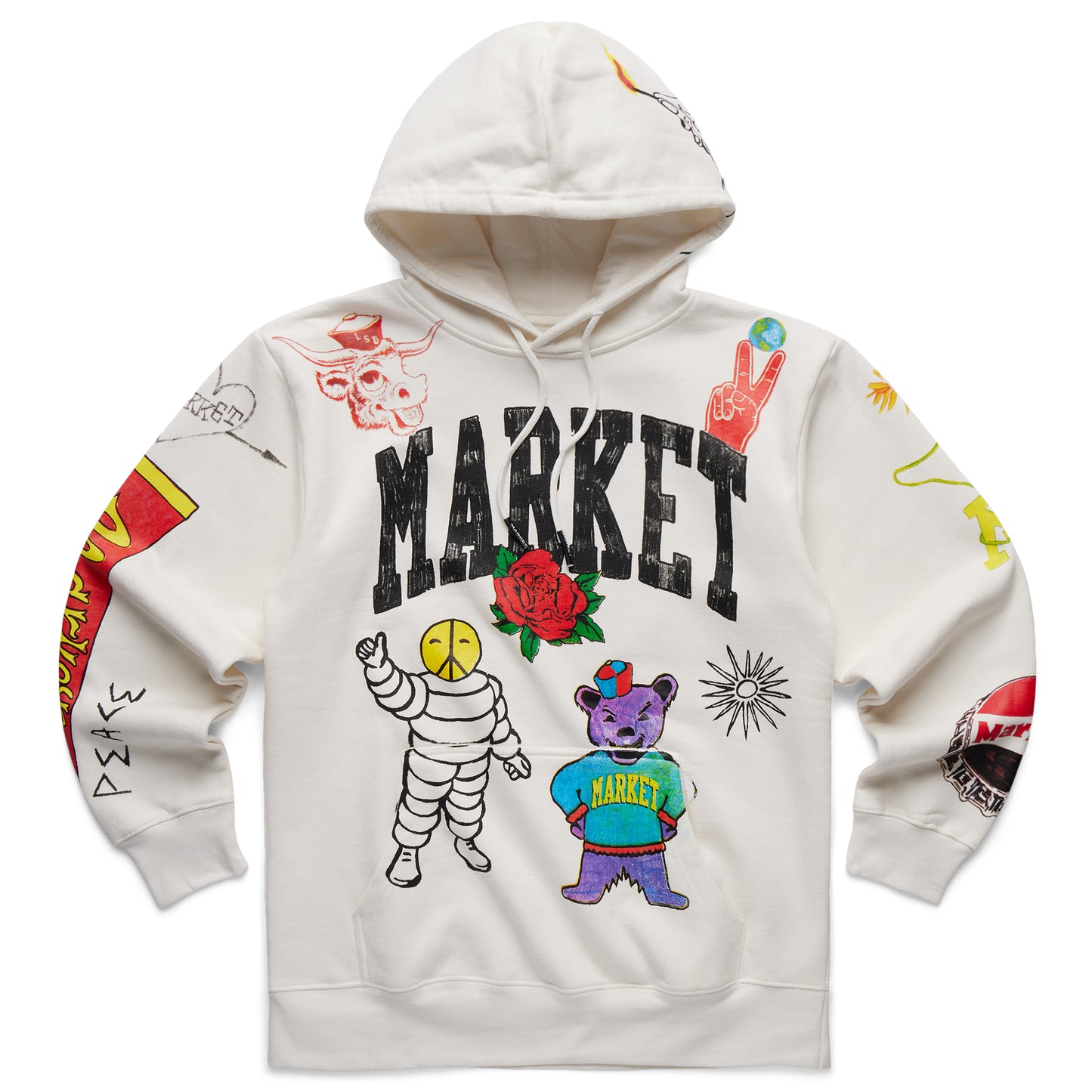 MARKET Varsity Hand Drawn Hoodie - Cream