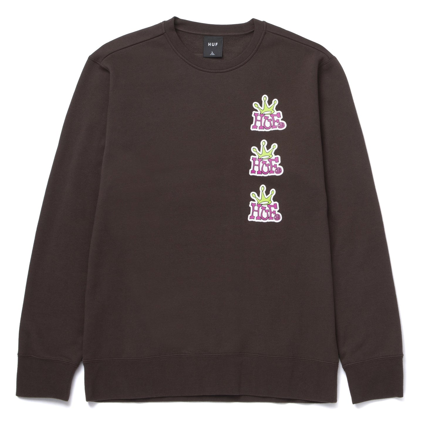 HUF Crown Stack Crew Sweatshirt - Chocolate Brown