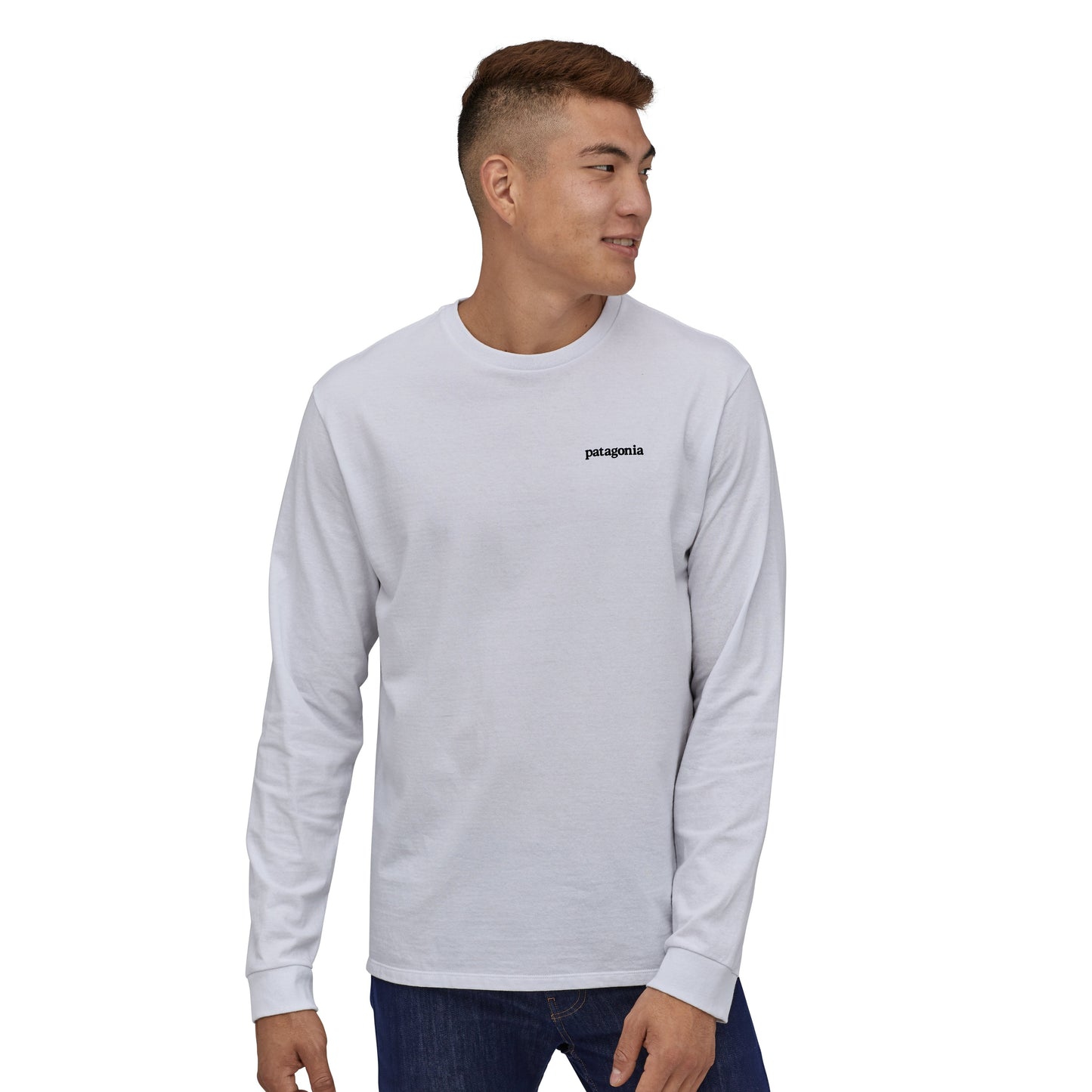 Patagonia LS Line Logo Ridge Responsibili-Tee - White