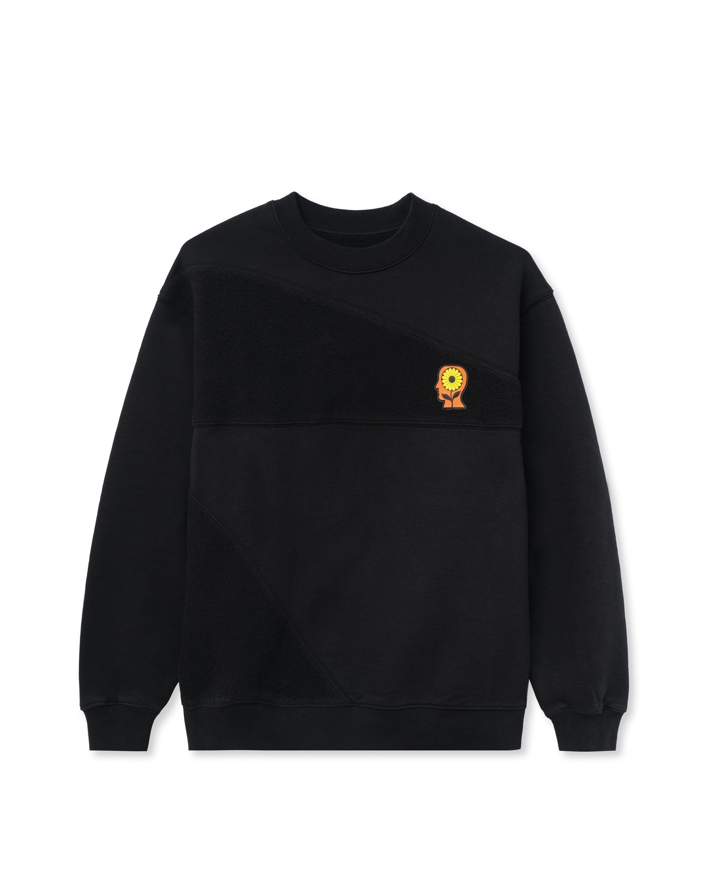 Brain Dead Sunflower Panelled Crewneck Sweatshirt - Black