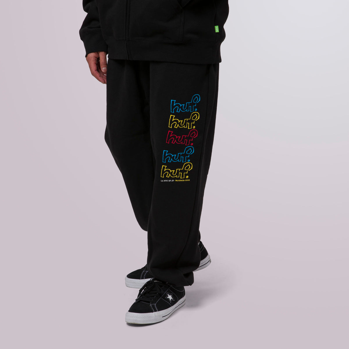 HUF Drop Out Stack Fleece Pant - Black