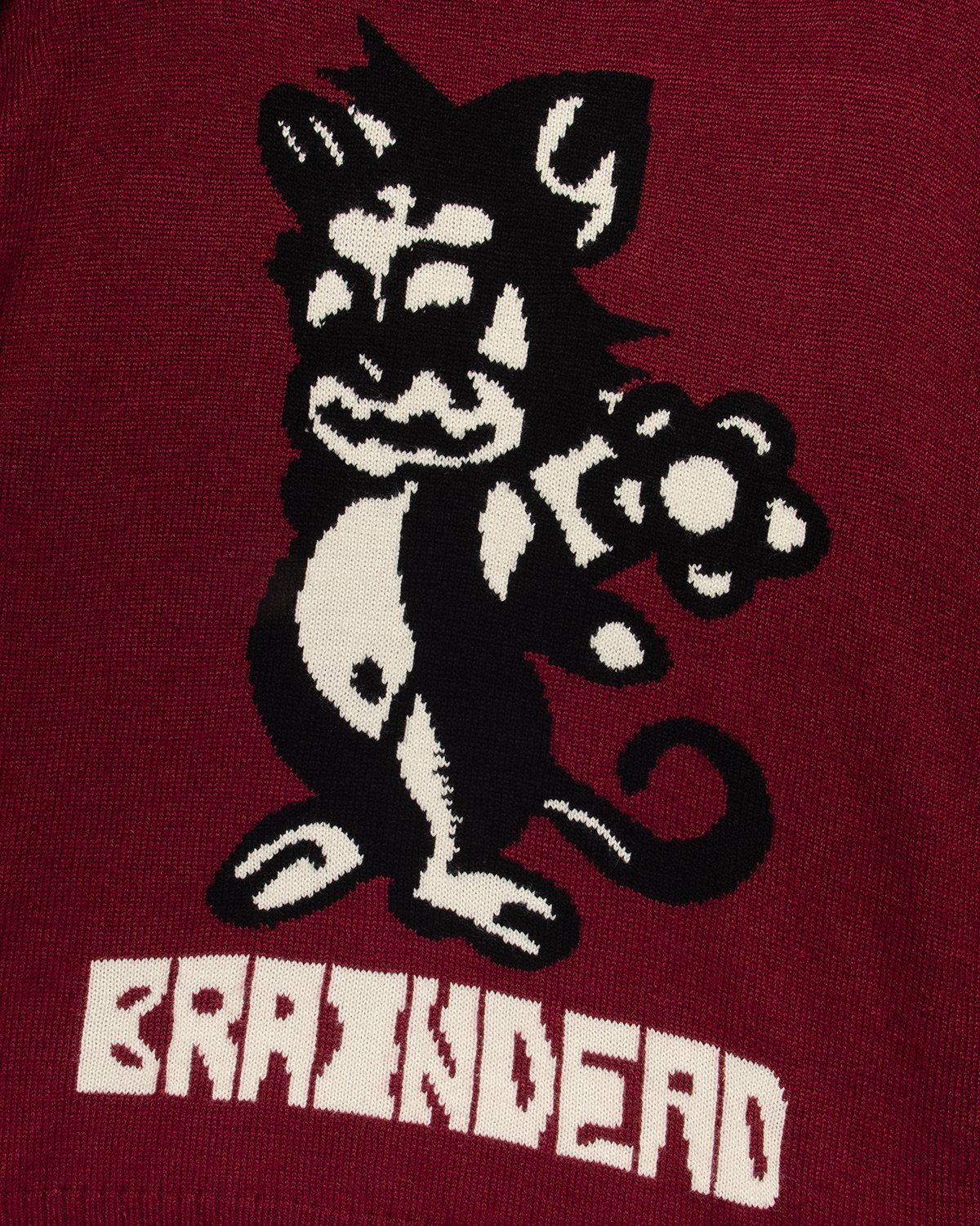 Brain Dead Meow Knit Sweatshirt - Raspberry