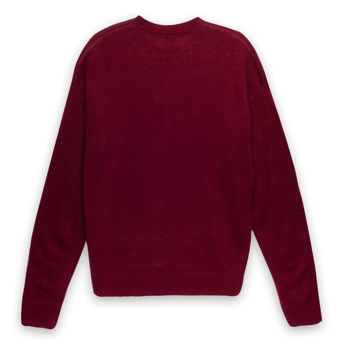 Brain Dead Meow Knit Sweatshirt - Raspberry