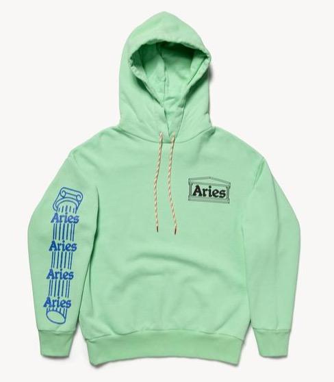 Aries Arise Temple Hooded Sweatshirt - Aqua
