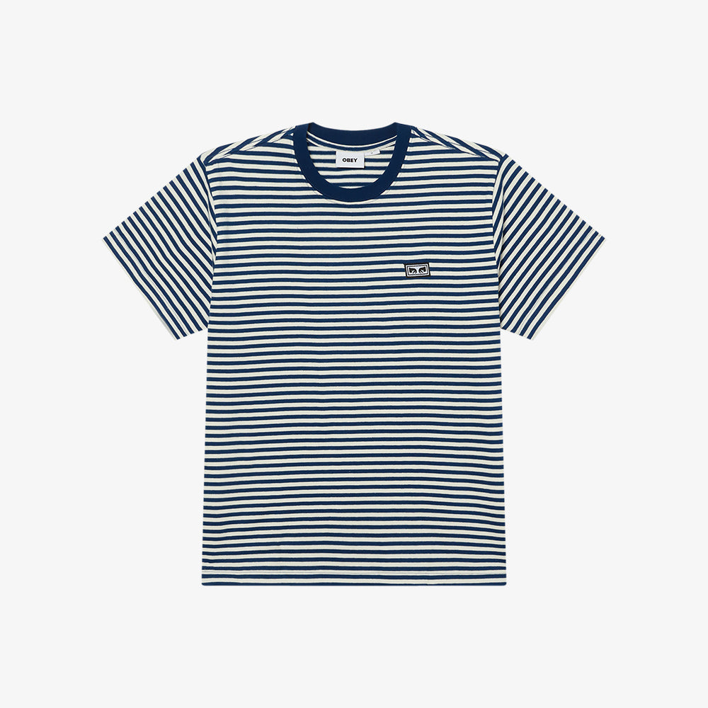 OBEY Established Works Eyes Stripe T-Shirt - Navy Peony