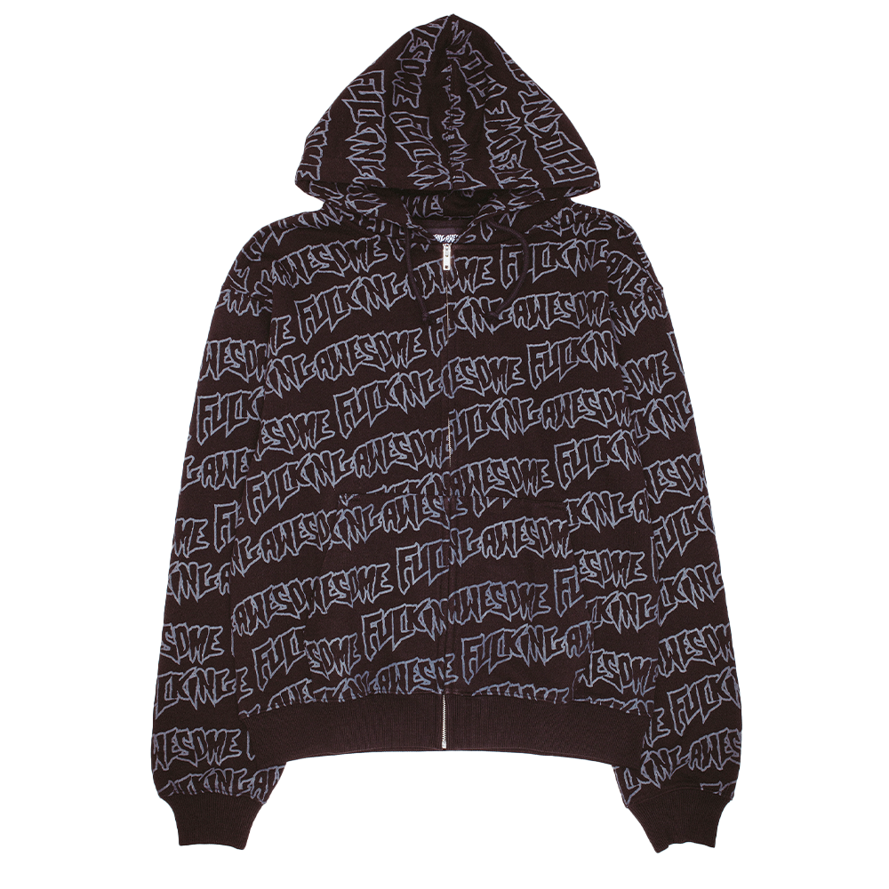 FA AOP Stamp Zipped Hoodie - Black