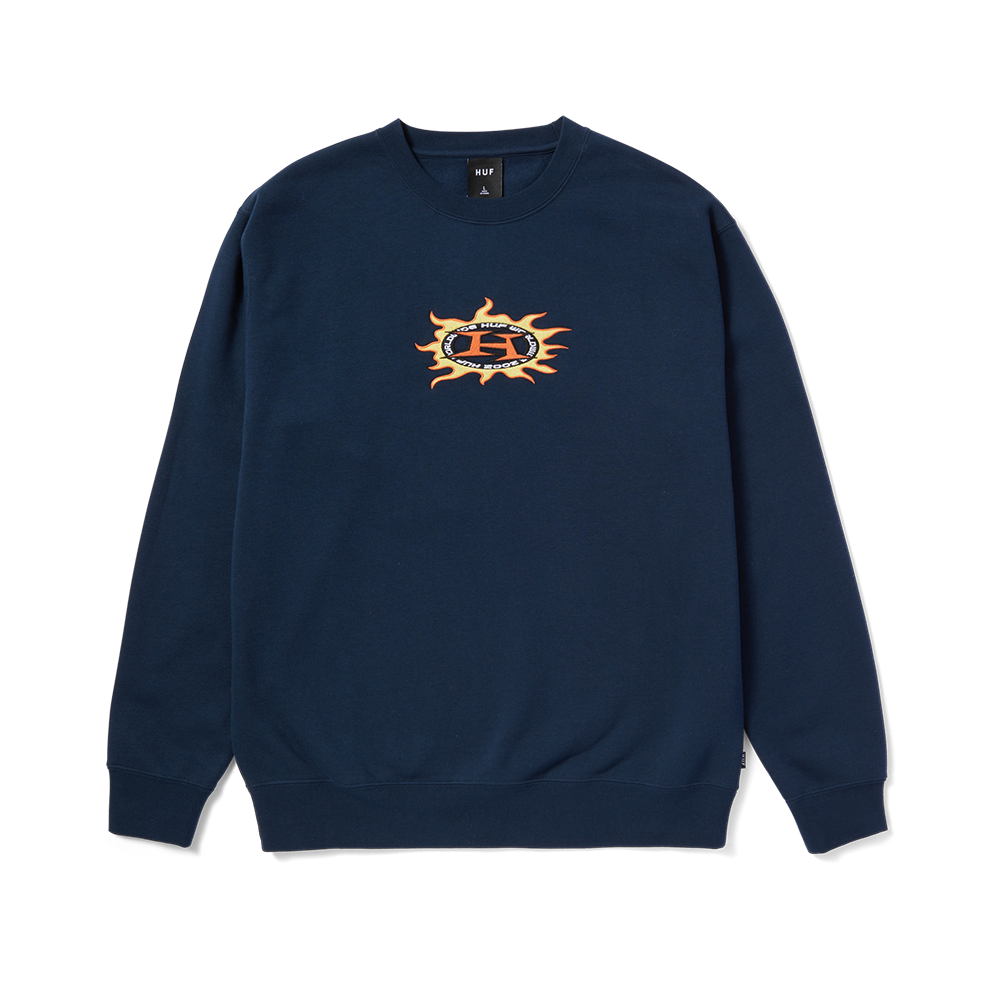 HUF Fire Crewneck Sweatshirt - Navy