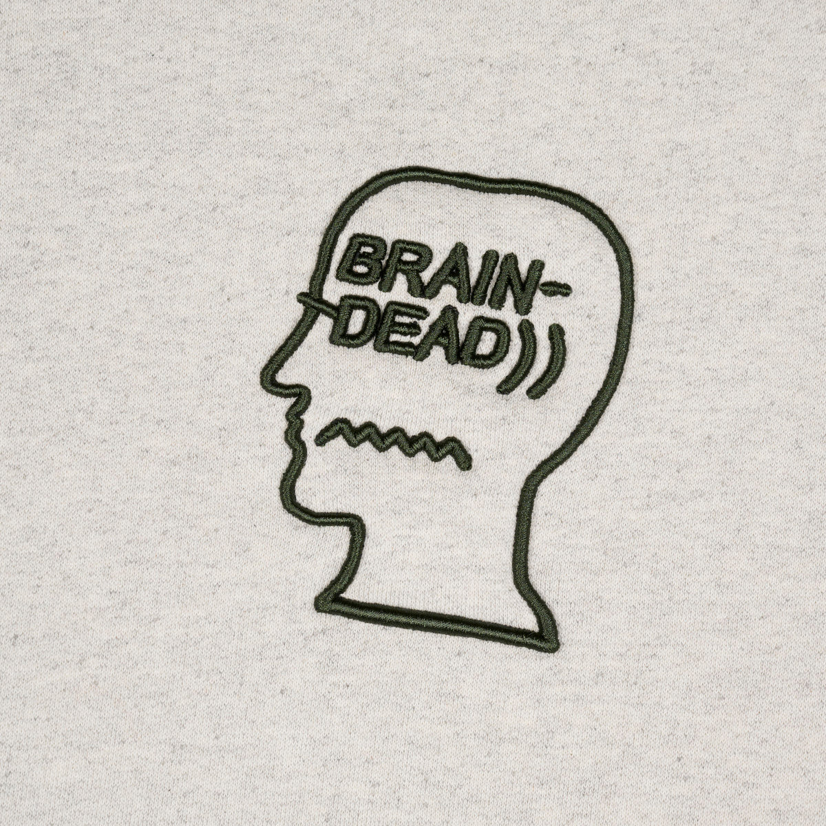 Braindead Fleece Logo Head Raglan Hoodie - Oatmeal Green