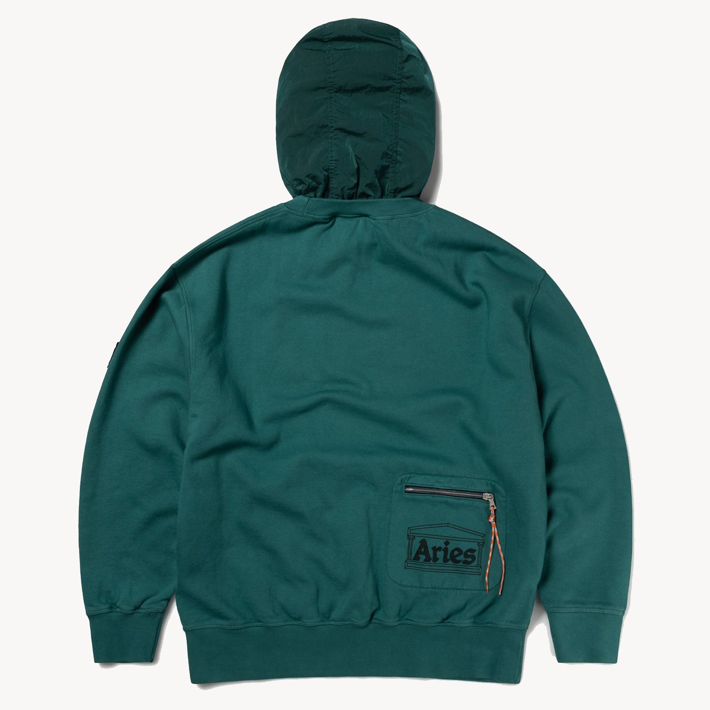 Aries Arise Nylon Hybrid Hooded Sweatshirt - Green