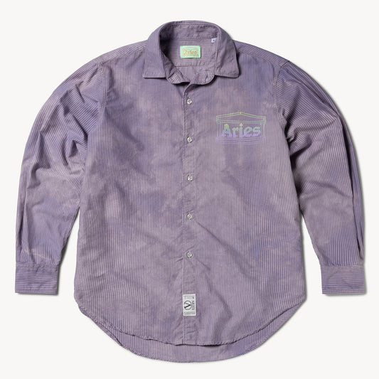 Aries Arise Overdyed Oxford Stripe Shirt - Purple