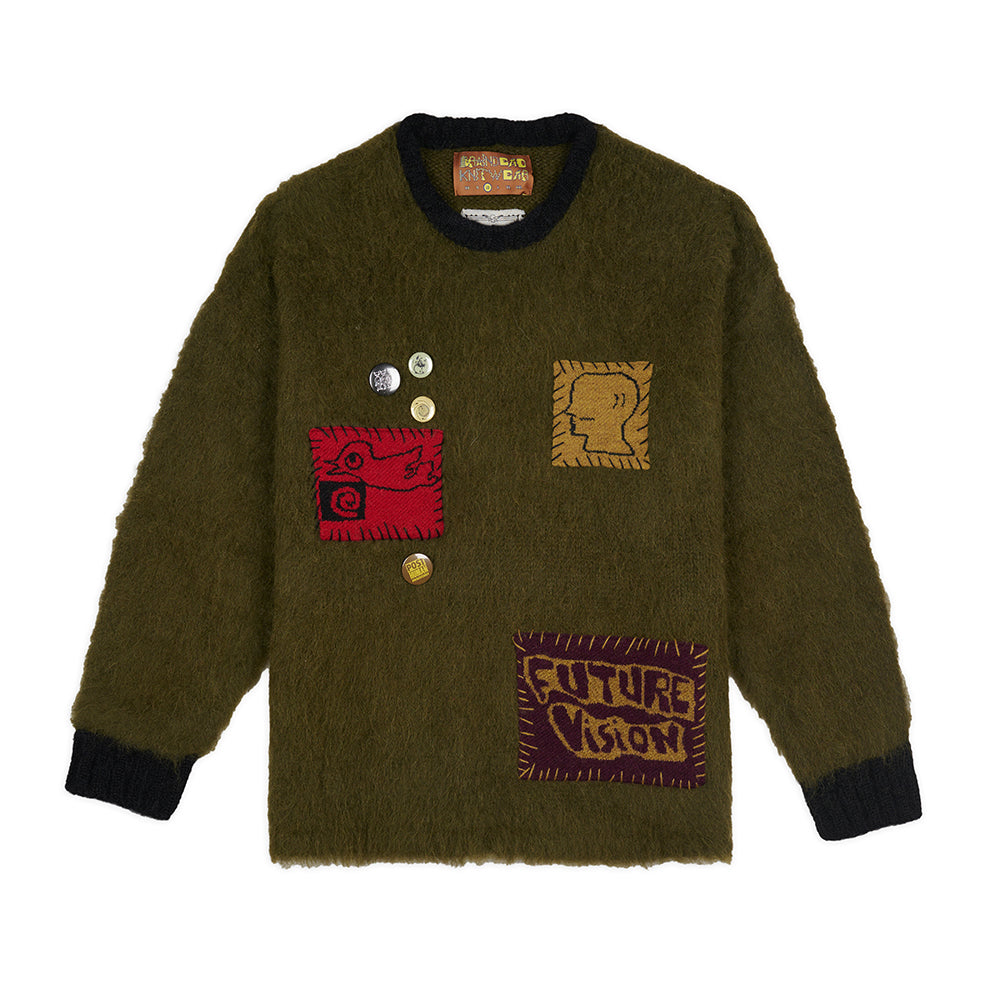 Brain Dead Future Vision Boxy Knit - Olive