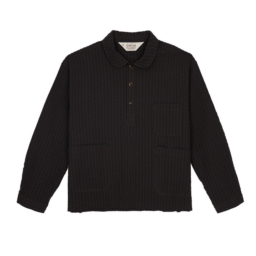 Brain Dead Gingham Mock Neck Shirt - Black