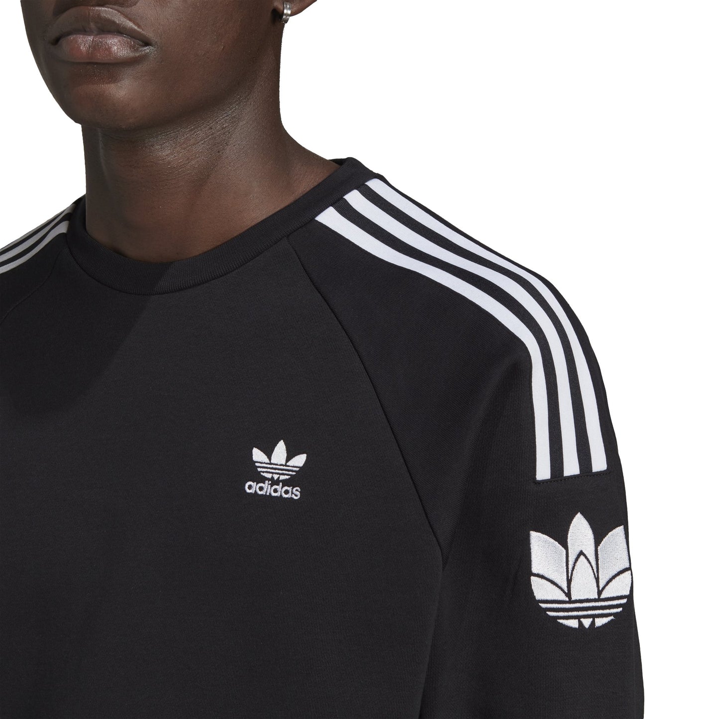 Adidas 3D Trefoil 3-Stripe Sweatshirt - Black