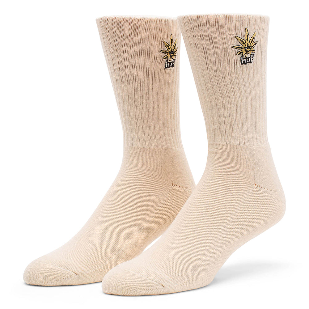 HUF Green Buddy Embroidered Socks - Cream