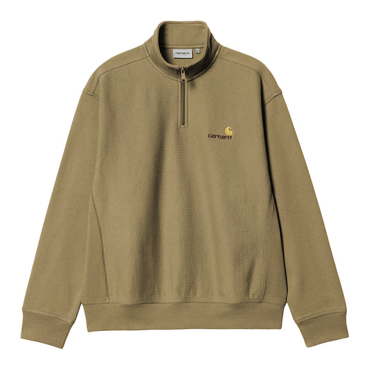 Carhartt WIP Half Zip American Script Sweatshirt - Larch