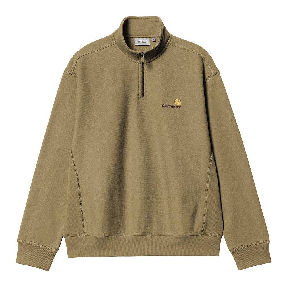 Carhartt WIP Half Zip American Script Sweatshirt - Larch