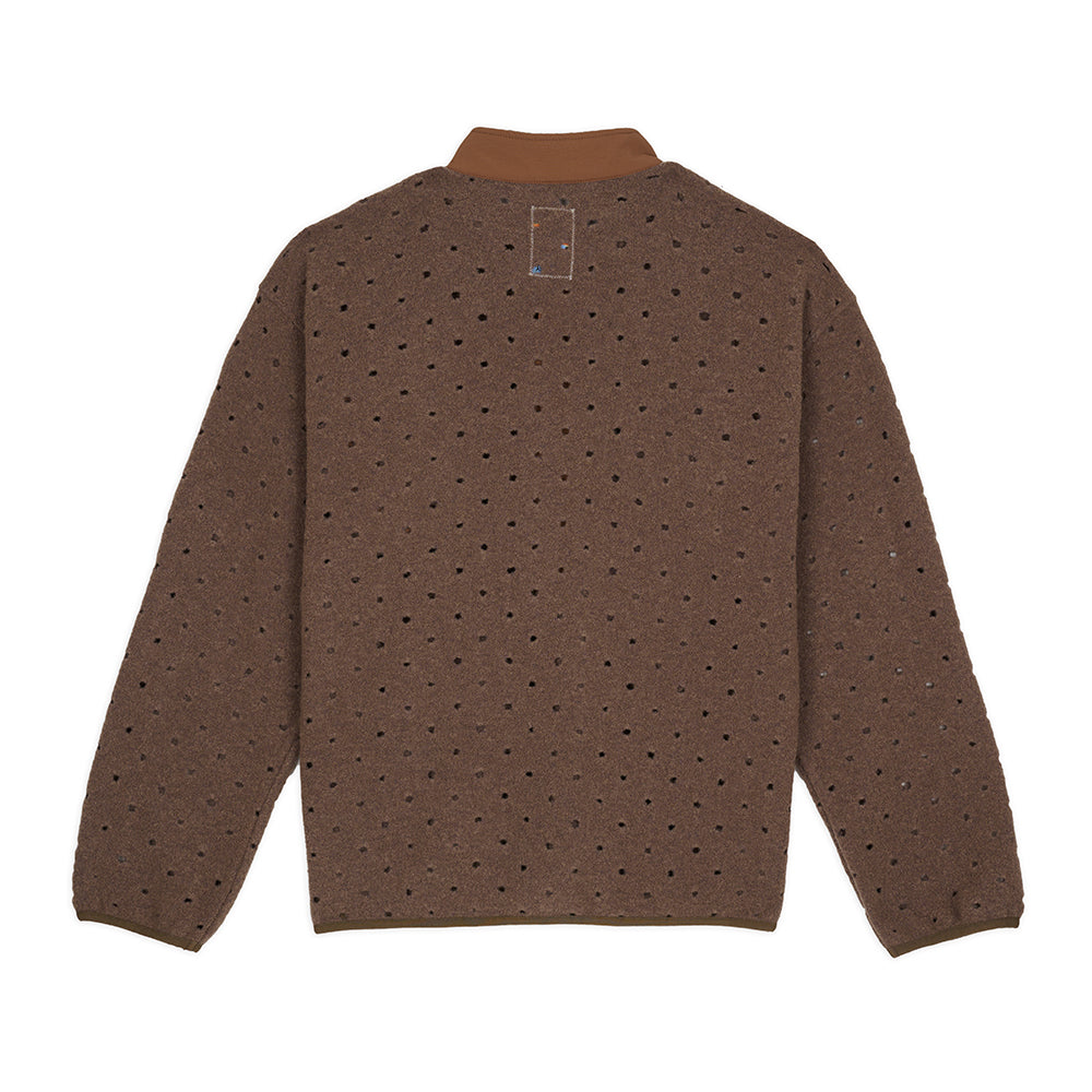 Brain Dead Hole Mock Neck Pullover - Brown