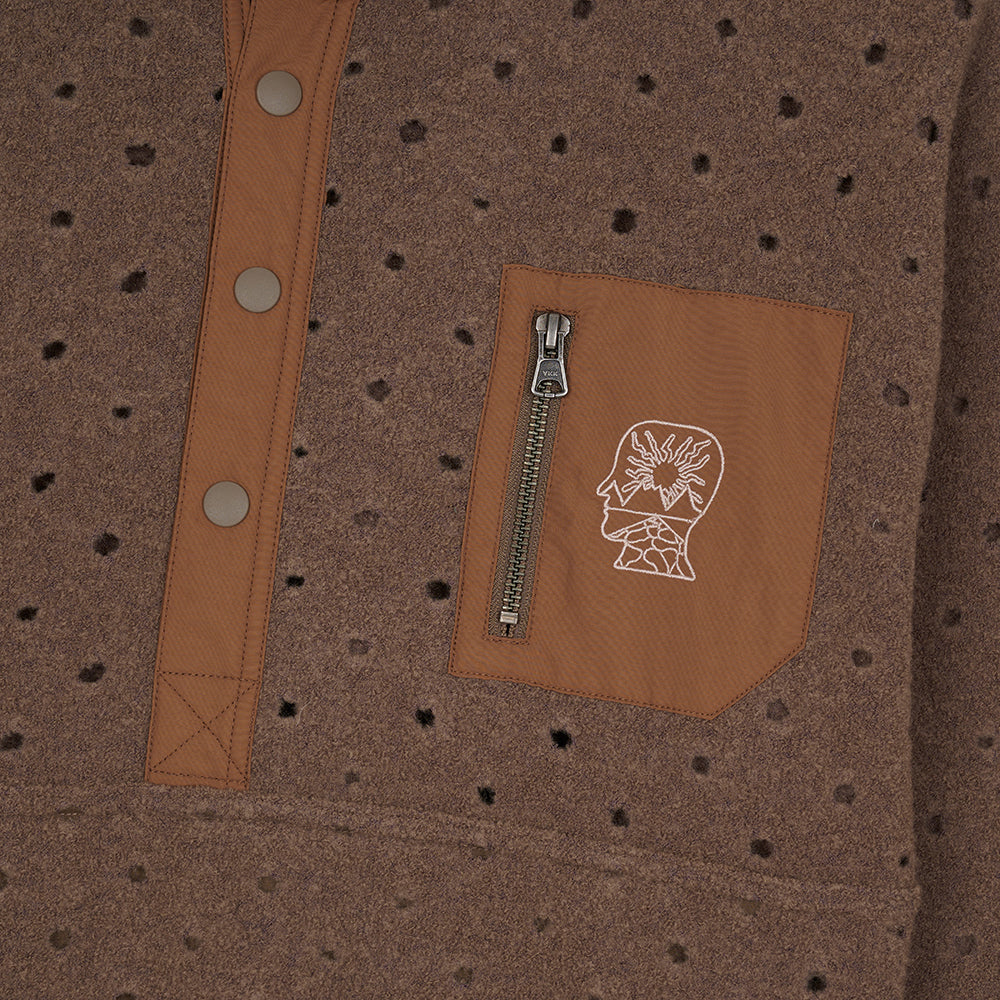 Brain Dead Hole Mock Neck Pullover - Brown