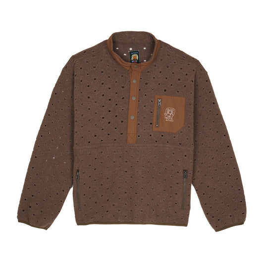Brain Dead Hole Mock Neck Pullover - Brown