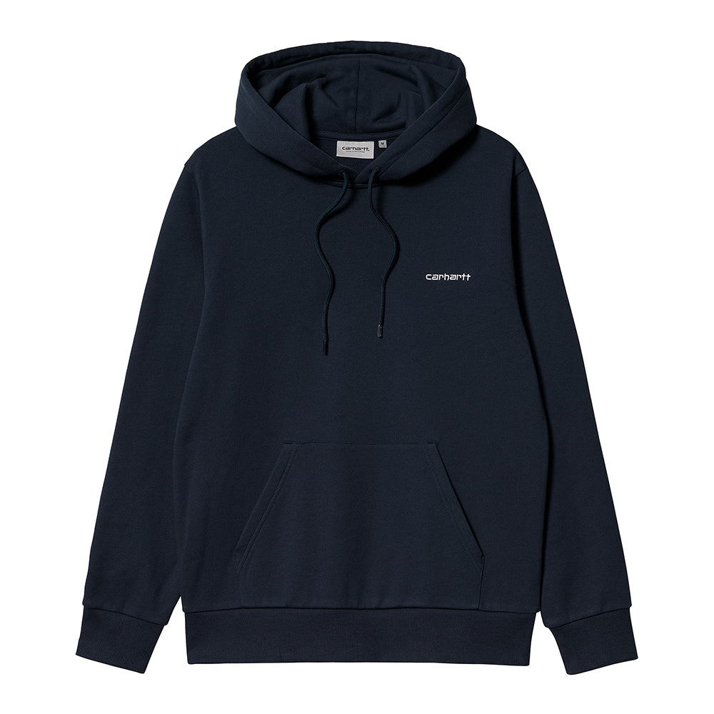 Carhartt WIP Hooded Script Embroidery Sweatshirt - Atom Blue White