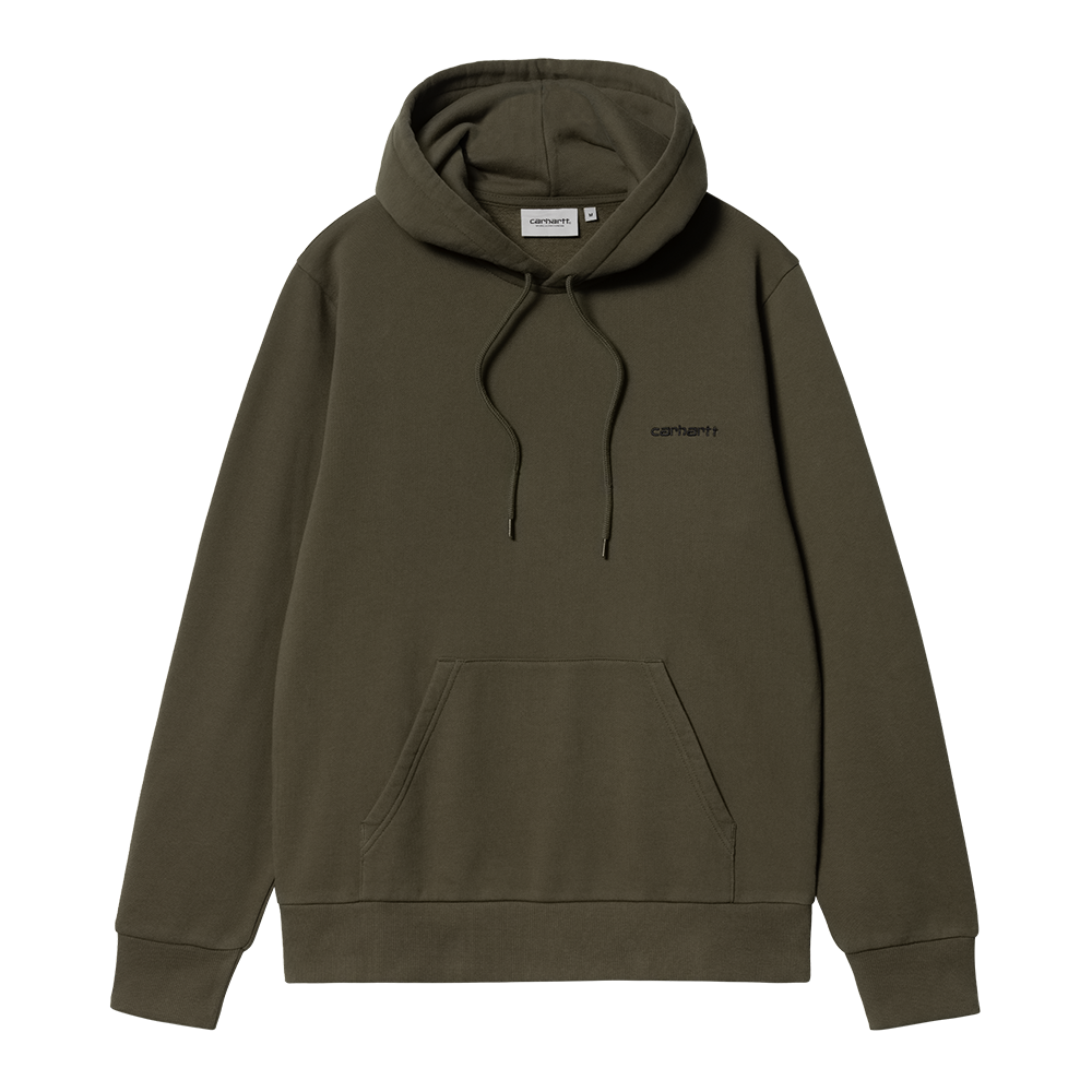 Carhartt WIP Hooded Script Embroidery Sweatshirt - Cypress Black