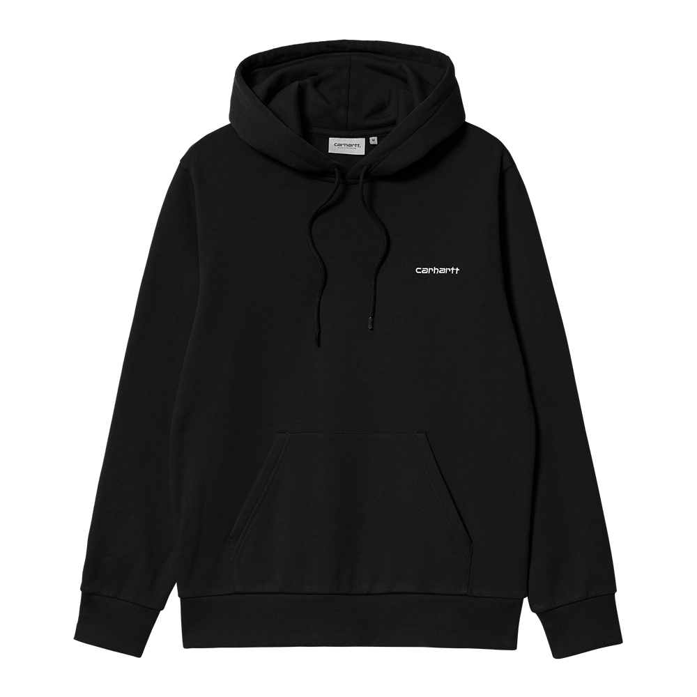 Carhartt WIP Hooded Script Embroidery Sweatshirt - Black White