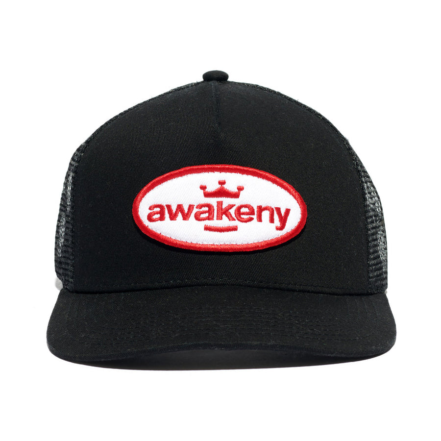Awake NY King Patch Logo Trucker Hat - Black