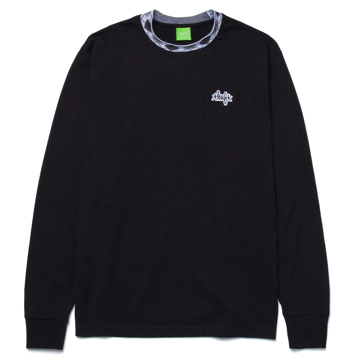 HUF Jacquard Neck LS Knit Top - Black