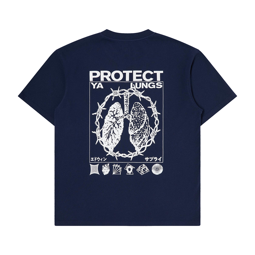 Edwin Protect Ya Lungs T-Shirt - Maritime Blue