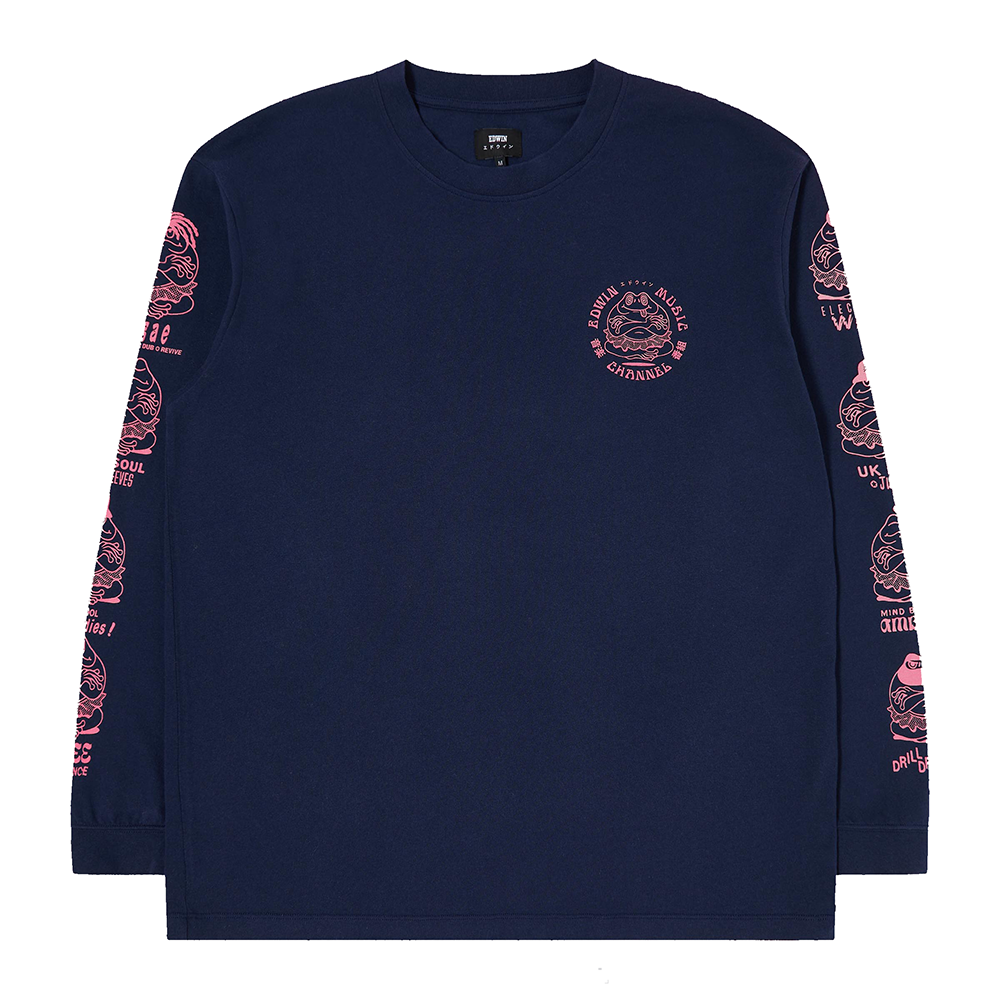 Edwin Music Channel Chest LS T-Shirt - Maritime Blue