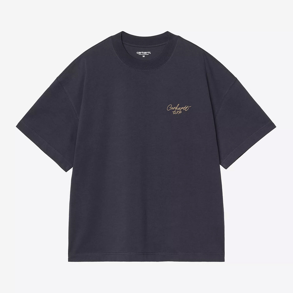 Carhartt WIP S/S Signature Script Tee - Dark Navy Wip Dusty H