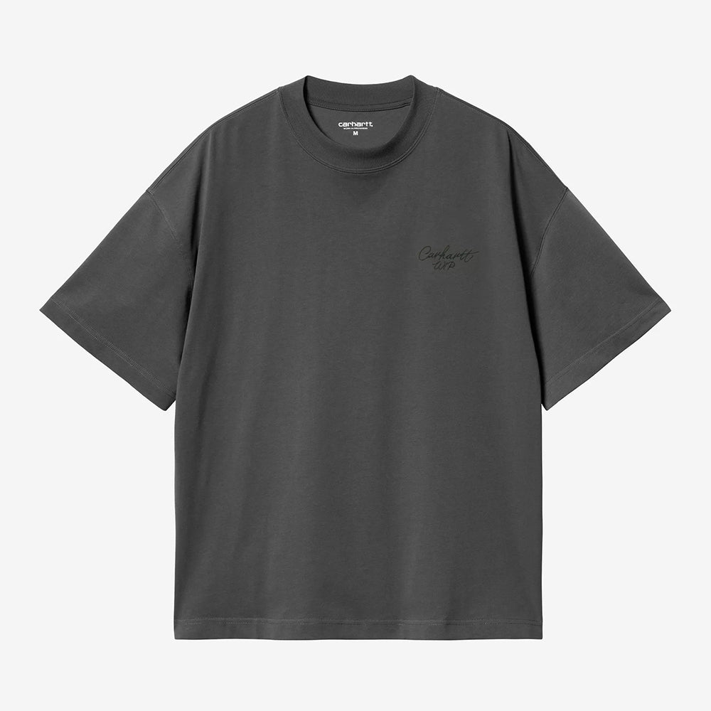 Carhartt WIP S/S Signature Script Tee - Graphite Dark Scarab
