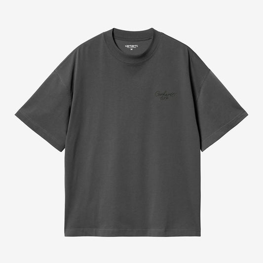 Carhartt WIP S/S Signature Script Tee - Graphite Dark Scarab