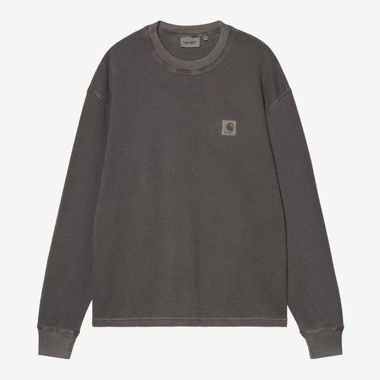 Carhartt WIP LS Vista Waffle T-Shirt - Black Garment Dyed