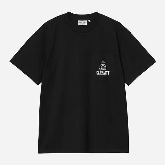 Carhartt WIP S/S Pond Corps Pkt T-Shirt - Black Heavy Stone Wash