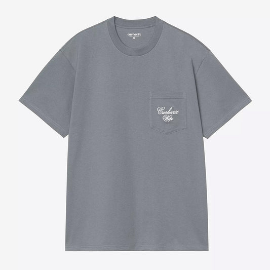 Carhartt WIP S/S Longhand Pocket T-Shirt - Cozy Blue White