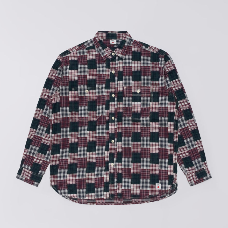 Edwin Work Shirt - Green Red