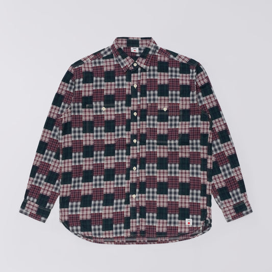 Edwin Work Shirt - Green Red