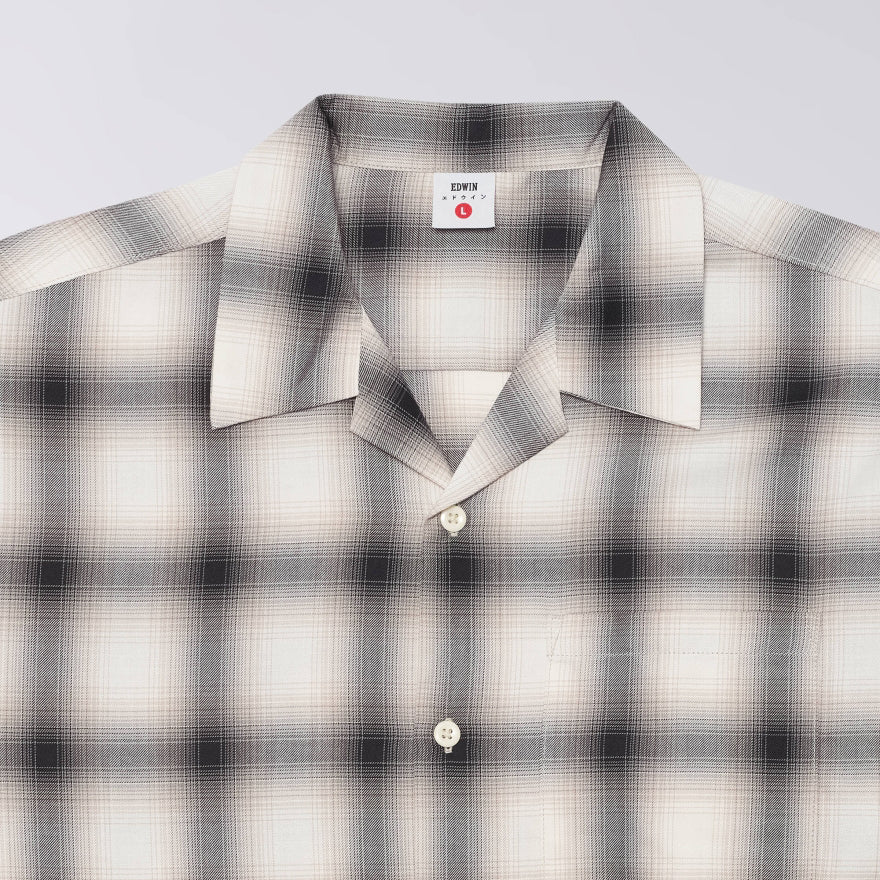 Edwin Open Collar Shirt - Beige Black
