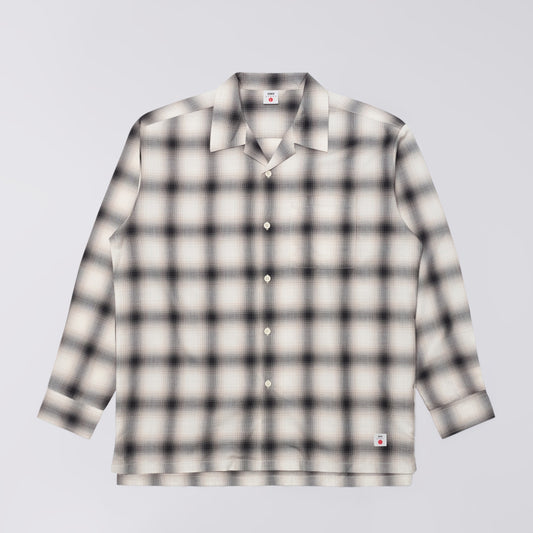 Edwin Open Collar Shirt - Beige Black