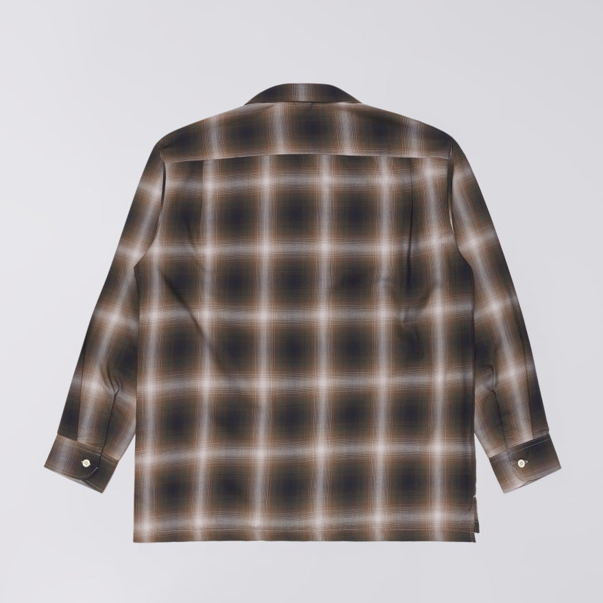 Edwin Open Collar Shirt - Brown Grey