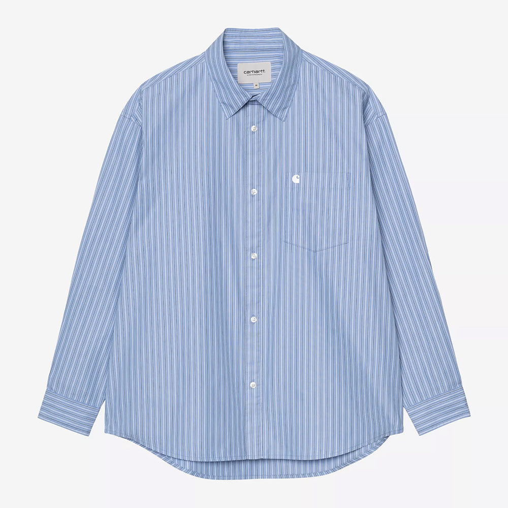 Carhartt WIP L/S Keene Shirt - Keene Stripe Curacao