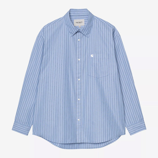 Carhartt WIP L/S Keene Shirt - Keene Stripe Curacao