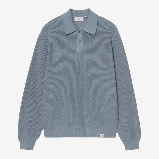 Carhartt WIP L/S Miles Polo - Shady Blue
