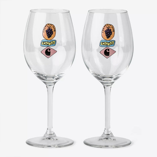 Carhartt WIP Stacked Grapes Wine Glass Set - Clear