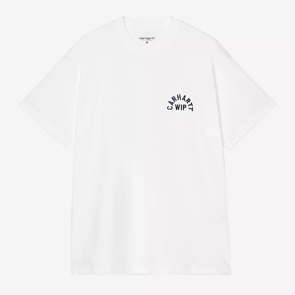 Carhartt WIP S/S Arch Script T-Shirt - White Dark Navy