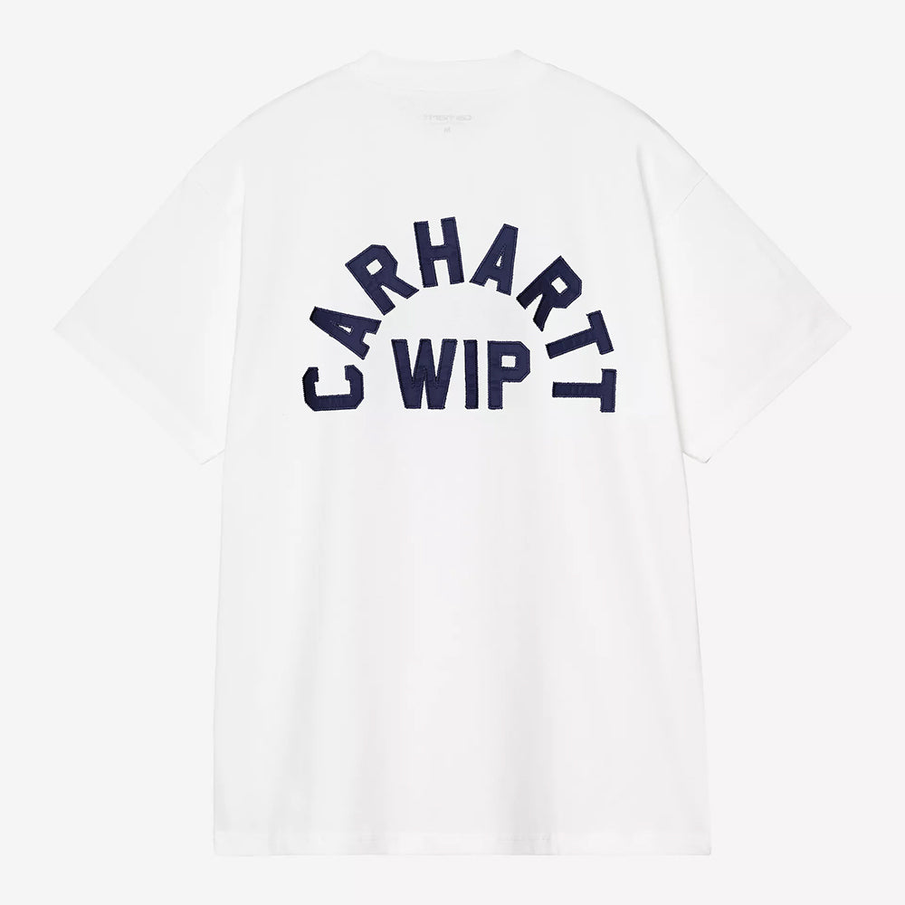 Carhartt WIP S/S Arch Script T-Shirt - White Dark Navy