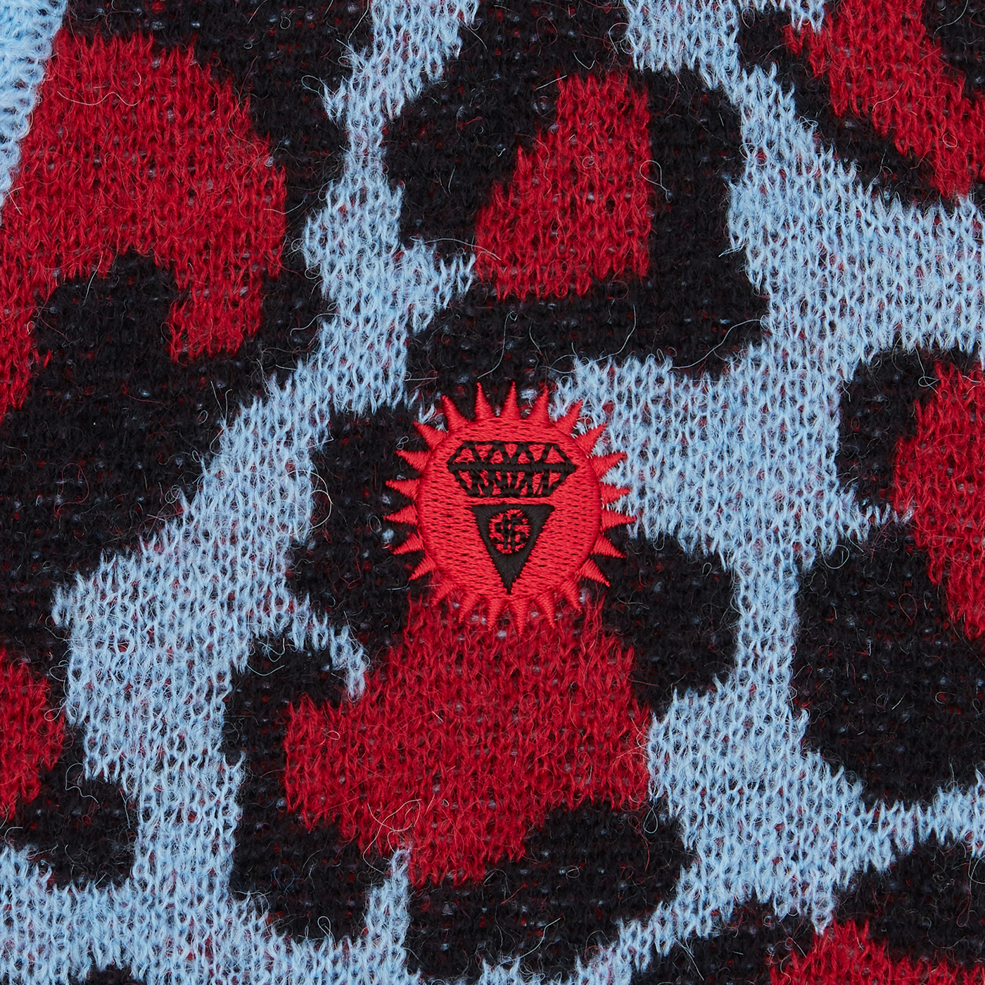 ICECREAM Leopard Knitted Cardigan - Red Blue