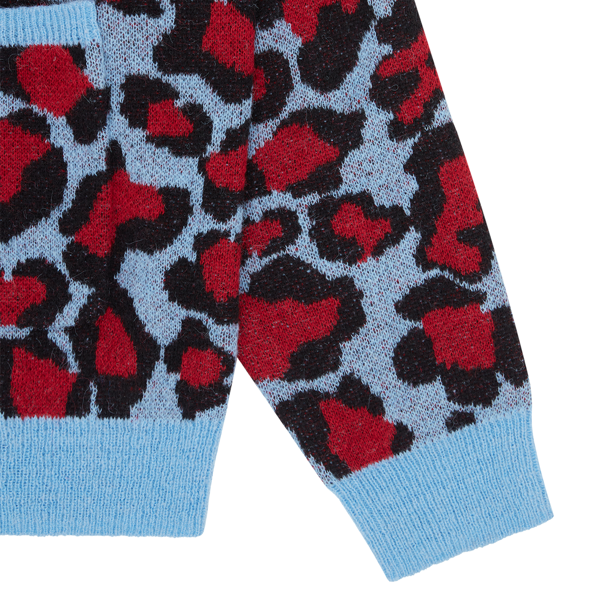 ICECREAM Leopard Knitted Cardigan - Red Blue