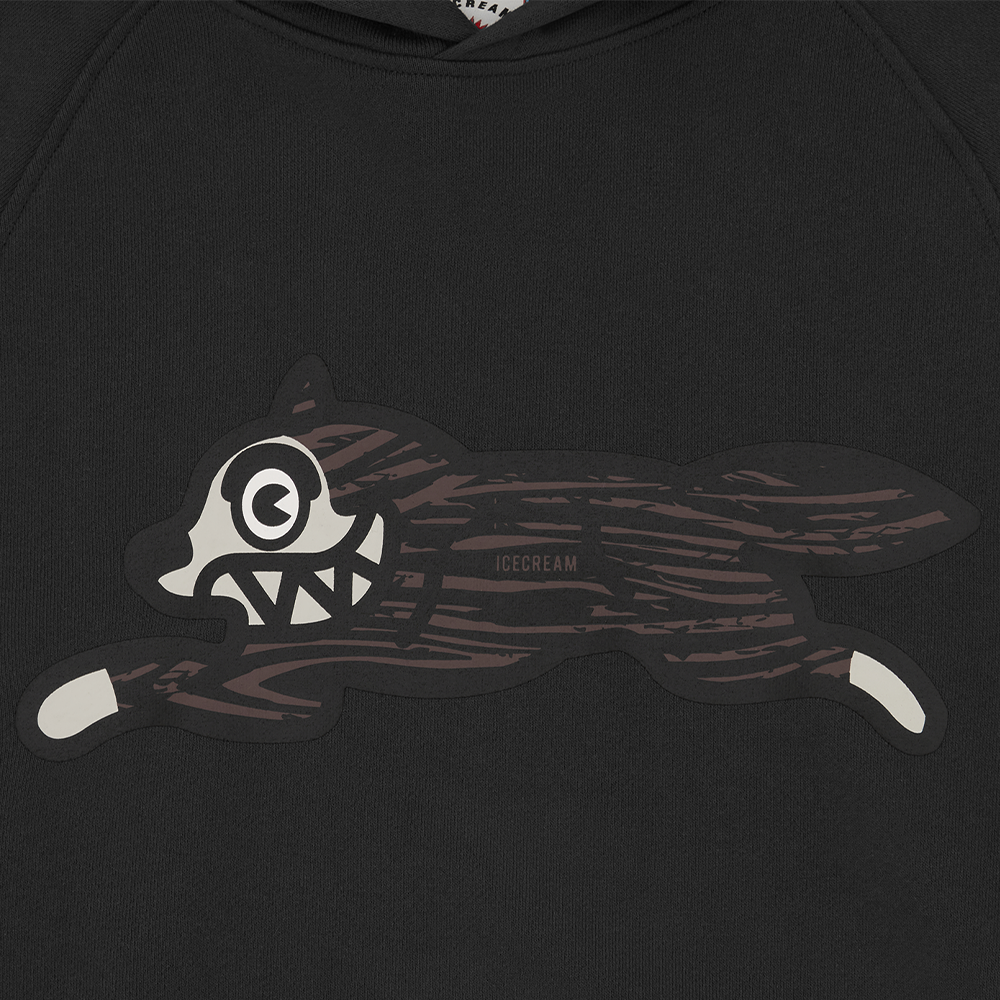ICECREAM Woodgrain Running Dog PO Hood - Black